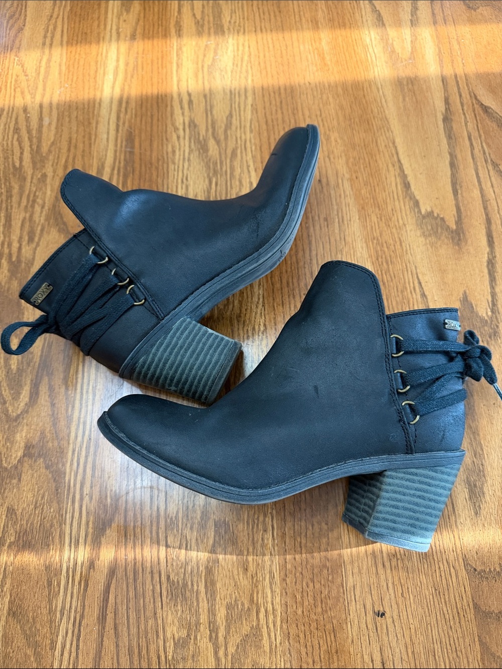 Roxy Women’s Black Ankle Booties with Block Heel